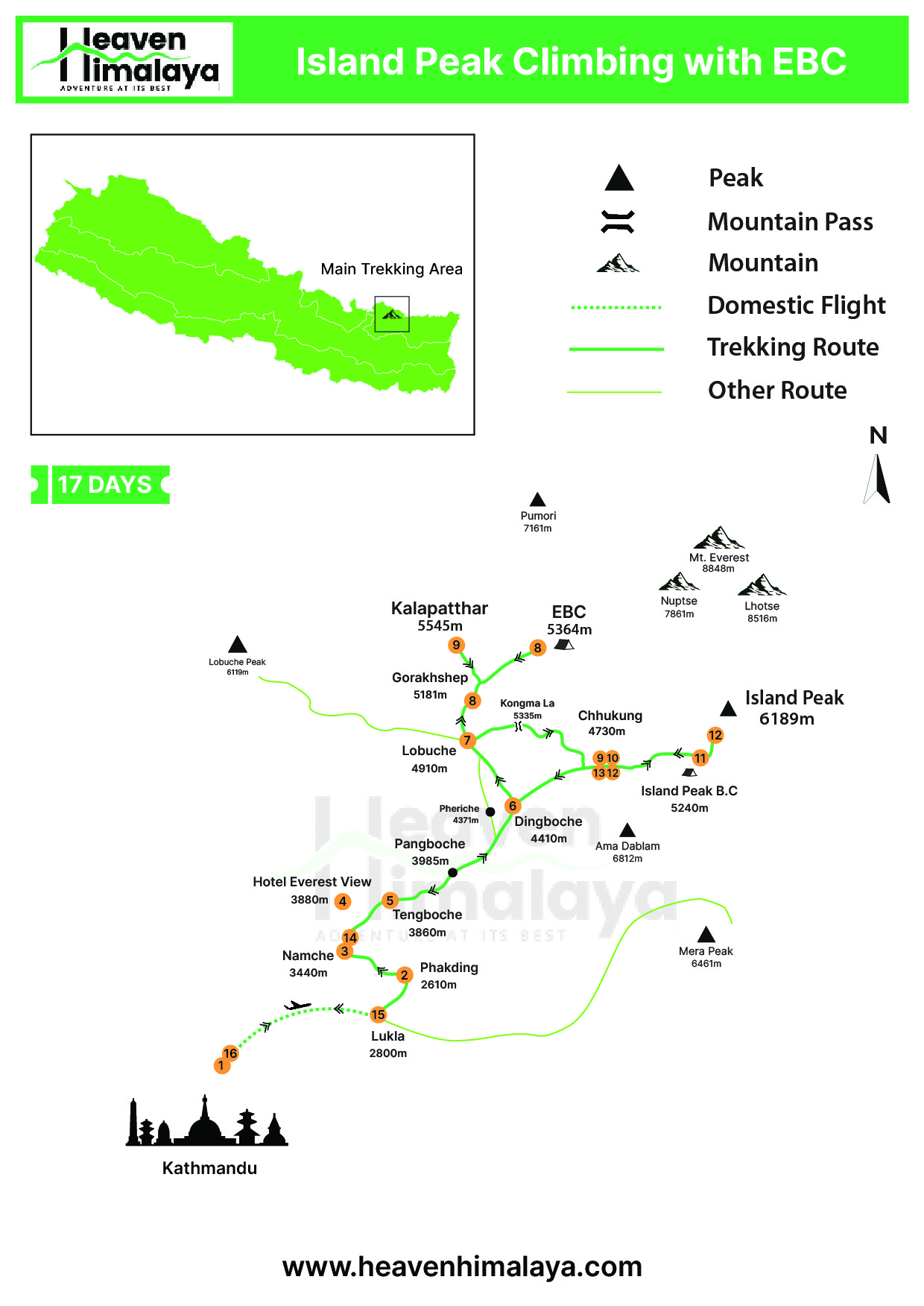 Route Map of Island Peak Climbing