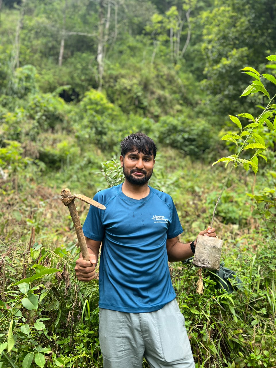 Ramhari Adhikari Contributing during Tree Plantation Program