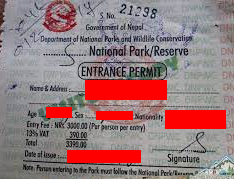Sagarmatha National Park Permit.