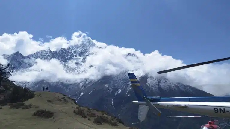 Helicopter Rests For Mount Everest View